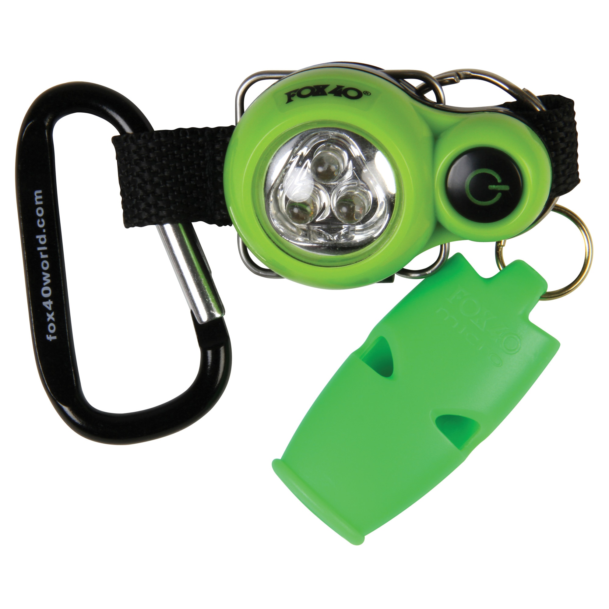 Set Fluier Fox 40 Micro cu Minilanterna XP, 110 dB, Verde Neon