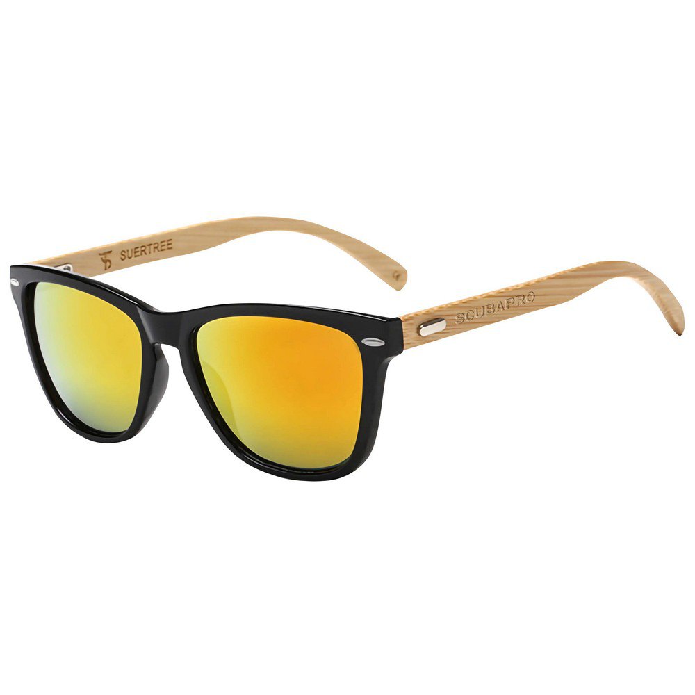 Ochelari de soare UV400 , SCUBAPRO, cu rama din bambus, Negru/Galben