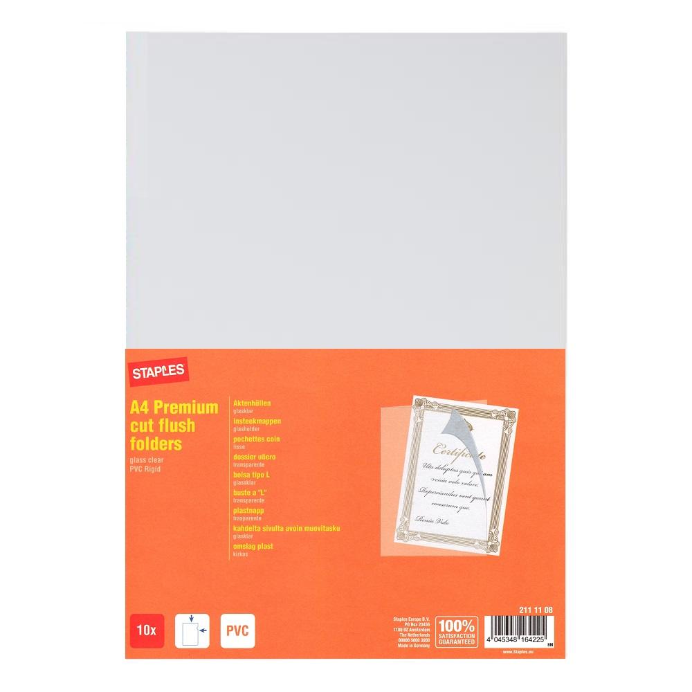 Fila protectie Staples deschidere dreapta-sus, A4, cristal, 150 microni, 10 buc/set