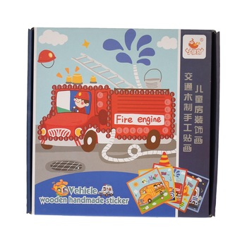 Jucarie de desenat, 5 desene cu vehicule, markere si bile din lemn - 3315104 Jucarie de desenat, 5 desene cu vehicule, markere si bile din lemn - 3315104