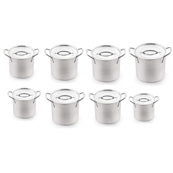 Set 8 oale inox cu capac din sticla,4,5,5.5,7,8.5,10,11.5, 13 Litri Set 8 oale inox cu capac din sticla,4,5,5.5,7,8.5,10,11.5, 13 Litri