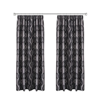 Set doua draperii Black-out Baroc Alb-Negru 2x100x260 cm, cu rejansa Set doua draperii Black-out Baroc Alb-Negru 2x100x260 cm, cu rejansa