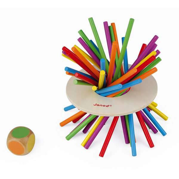 Joc de dezvoltare a abilitatilor Crazy Sticks, Janod, cu betisoare, multicolor, + 3 ani