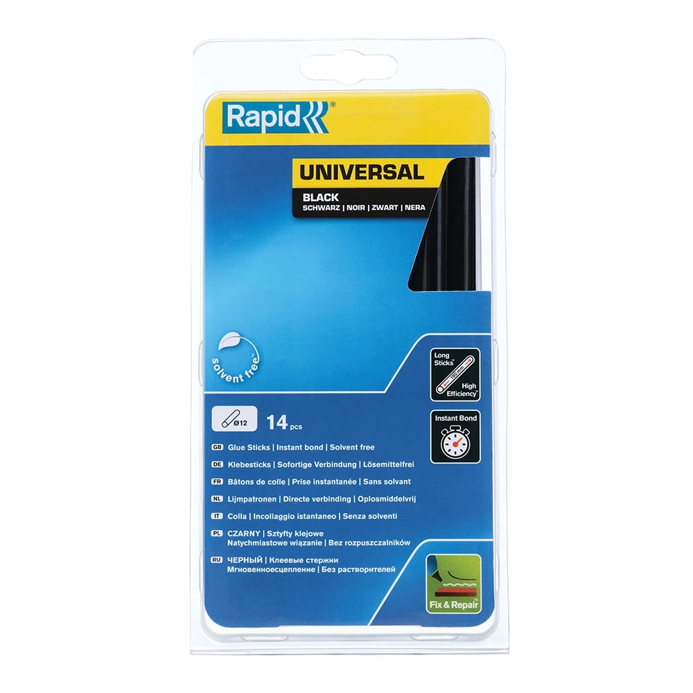 Baton silicon profesional Rapid Universal negru, Ø12mm x 190mm, baza EVA, 14 buc/blister 5000211