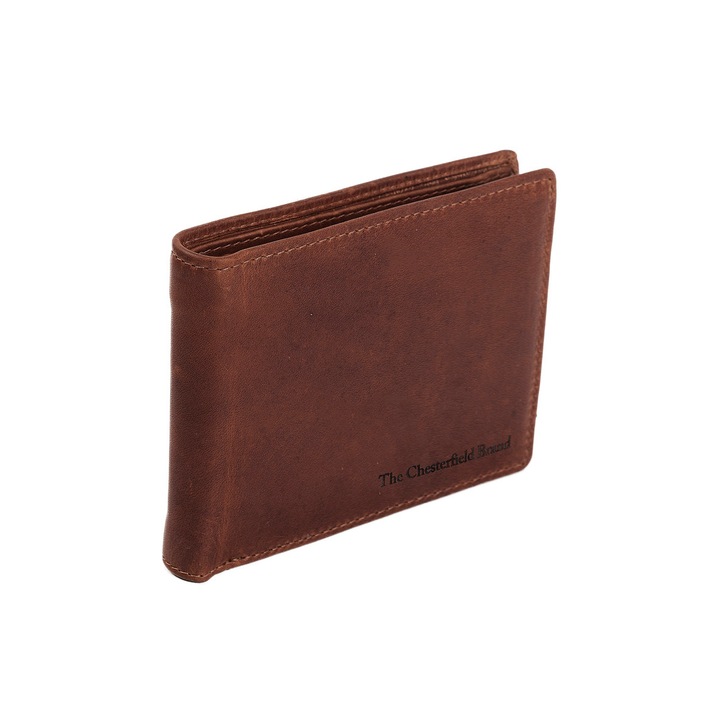 Portofel barbati, The Chesterfield Brand, cu protectie anti scanare RFID, din piele naturala maro inchis, Walid