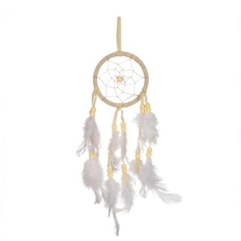 Dreamcatcher cu pene naturale, alb, 30x8 cm Dreamcatcher cu pene naturale, alb, 30x8 cm