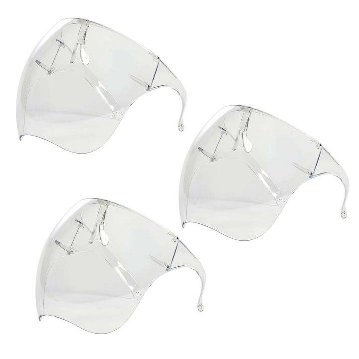 Set 3 Viziere Profesionale Protectie Adulti, transparente, usoare, dezinfectabile, reutilizabile, Neo Face