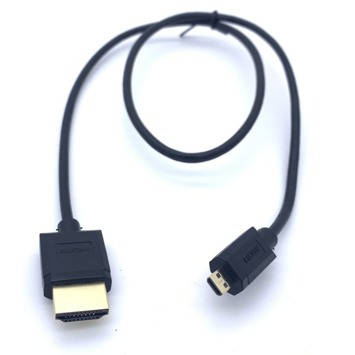 Cablu Super Slim Micro HDMI 4K 60Hz 1080P Ultra HD Ethernet si Audio 0.6m Conectori Auriti