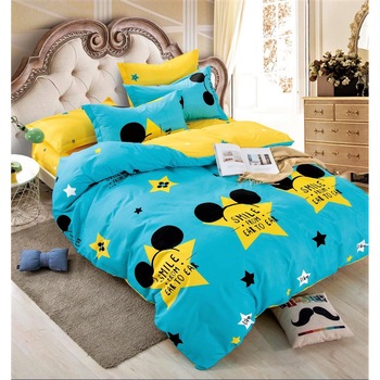 Lenjerie de pat dublu, cearceaf cu elastic, bumbac finet, 6 piese, Stars Lenjerie de pat dublu, cearceaf cu elastic, bumbac finet, 6 piese, Stars