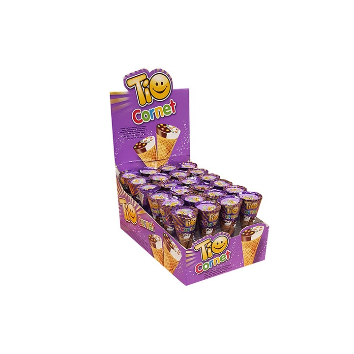 Napolitane Tio Cornet cu crema de alune si vanilie 25 gr. 24 buc/cutie