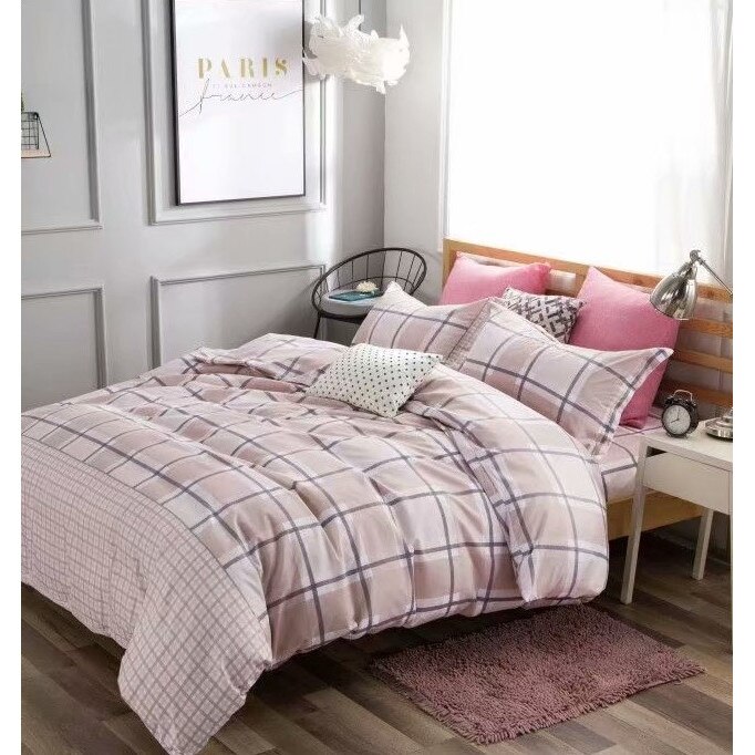 Lenjerie de pat dublu bumbac satinat, set 4 piese - LSM11