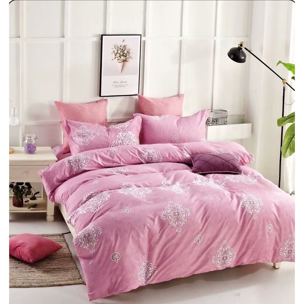 Lenjerie de pat dublu bumbac satinat, set 4 piese - LSM1