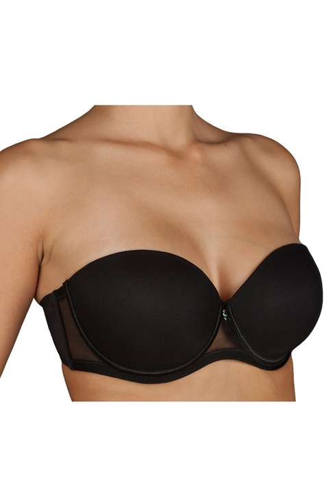 Sutien Push Up, Selene, Esmeralda, Banda De Silicon, Material Foarte Fin Si Placut La Atingere, Bretele Detasabile, Sustinere Metalica, Efect De Modelare, Invizibil Pe Sub Haine, 82% Poliamida, 18% Elastan, Negru