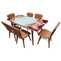 set masa extensibila picioare lemn blat sticla securizata 6 scaune tapitate fusion homs terra cotta-maro 80x 170 cm imagen 19_0_
0