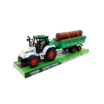 Tractor cu remorca incarcat cu lemne, 31x19 cm Tractor cu remorca incarcat cu lemne, 31x19 cm