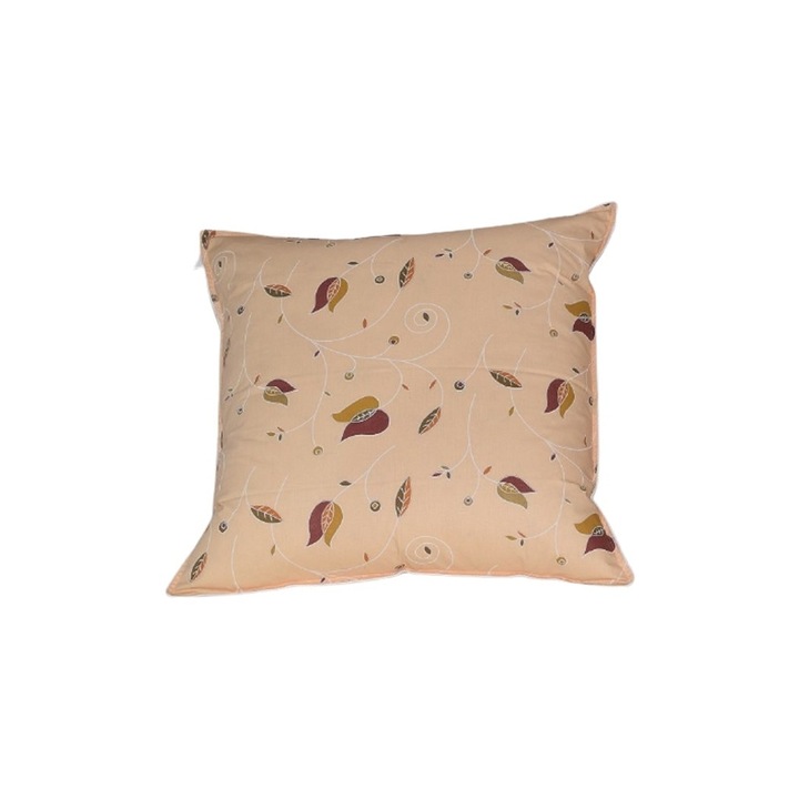 Perna din puf de gasca 80%, HTT, 70x70x20 cm, cusatura dubla, culoare crem