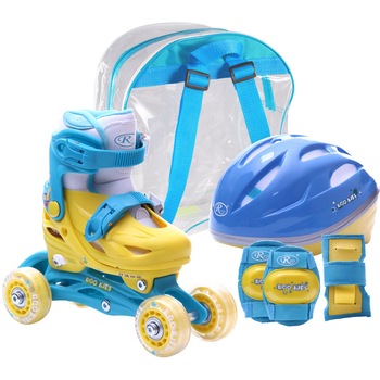 Set role reglabile RCO, 30-33, cu pozitionarea multipla a rotilor, Albastru/Galben, pentru copii Set role reglabile RCO, 30-33, cu pozitionarea multipla a rotilor, Albastru/Galben, pentru copii