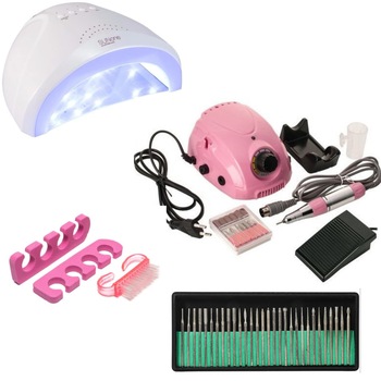 Kit unghii false, Lampa LED, Model SUN ONE, 48 W, Freza electrica profesionala DM212-p, 30.000 rpm si 33 accesorii pentru manichiura Kit unghii false, Lampa LED, Model SUN ONE, 48 W, Freza electrica profesionala DM212-p, 30.000 rpm si 33 accesorii pentru manichiura