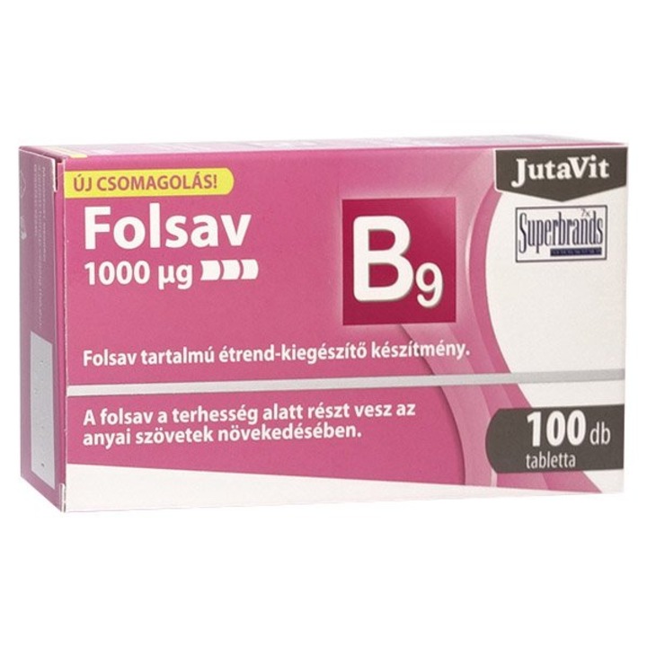 Tablete acid folic 1000 mg Jutavit, 100 buc
