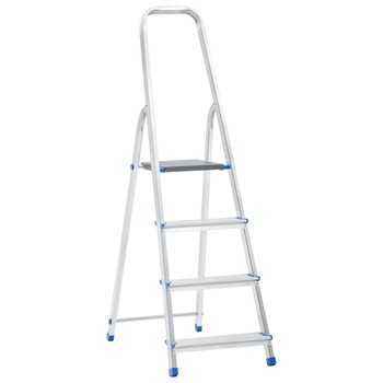 Scara pliabila cu 4 cu trepte, vidaXL, Aluminiu, 43 x 74.5 x 75 cm, Argintiu Scara pliabila cu 4 cu trepte, vidaXL, Aluminiu, 43 x 74.5 x 75 cm, Argintiu
