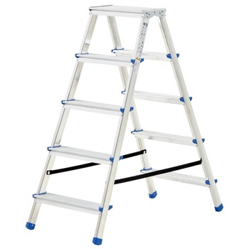 Scara dubla pliabila din aluminiu cu 5 trepte, vidaXL, Aluminiu, 46 x 16 x 113 cm, Argintiu Scara dubla pliabila din aluminiu cu 5 trepte, vidaXL, Aluminiu, 46 x 16 x 113 cm, Argintiu