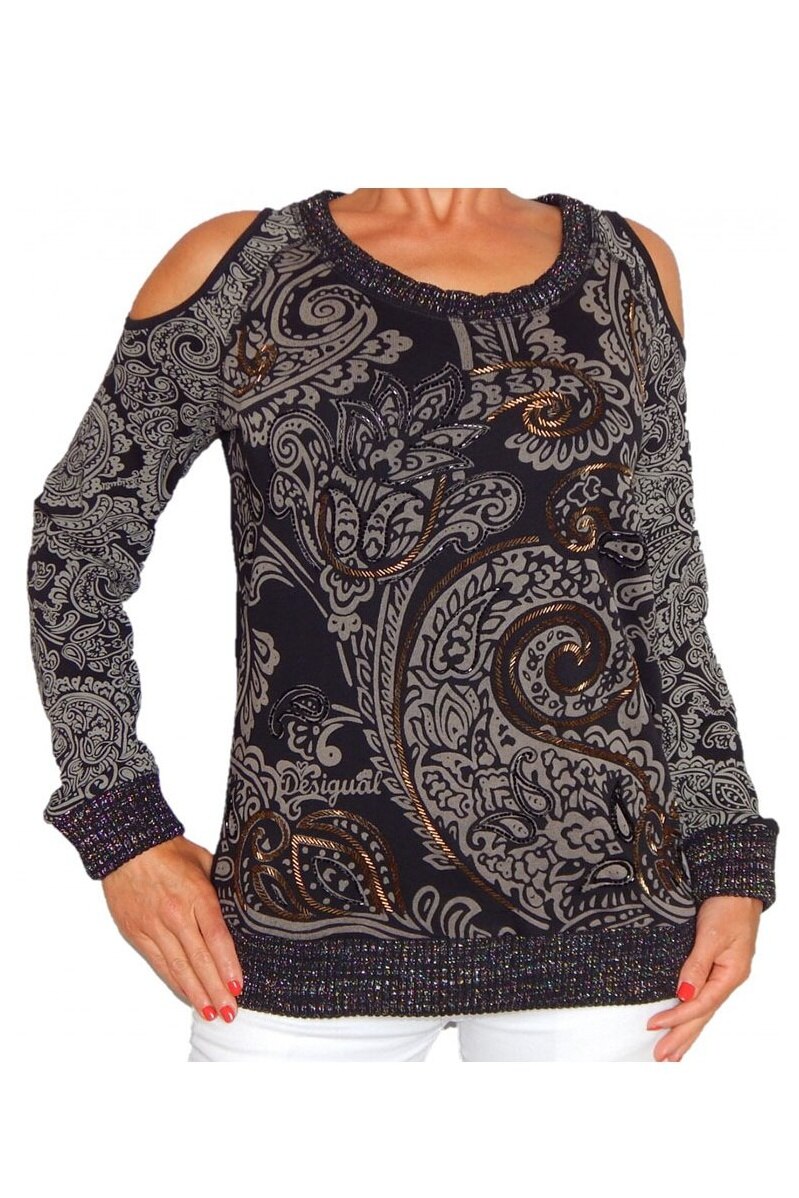 Bluza, Desigual 75S25A7, Negru/Maro, 42-44