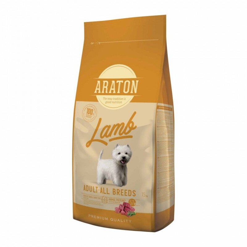 Hrana uscata pentru caini, ARATON, Adult, Miel cu orez, 15 Kg