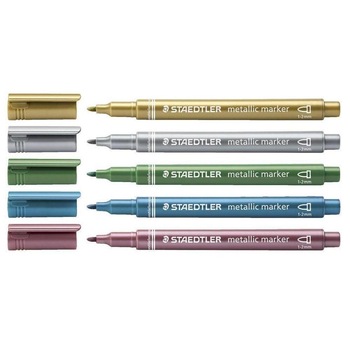 Set 5 markere permanente culori metalizate Staedtler Set 5 markere permanente culori metalizate Staedtler
