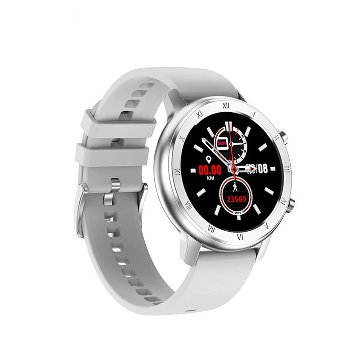 Ceas inteligent (smartwatch) Optimus AT DT-89 ecran cu touch 1.2 inch color HD, moduri sport, pedometru, puls, notificari, gri