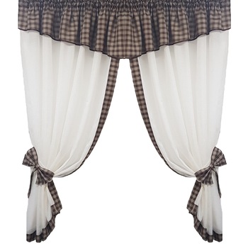 Perdea Decorint confectionata (PB.560), Ivoiry (unt), patratele maro, 300 x 150 Perdea Decorint confectionata (PB.560), Ivoiry (unt), patratele maro, 300 x 150