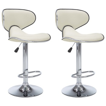 Set de 2 scaune de bar tapitate cu inaltime ajustabila, vidaXL, Piele artificiala, 50 x 46 x (87-108)cm, Crem Set de 2 scaune de bar tapitate cu inaltime ajustabila, vidaXL, Piele artificiala, 50 x 46 x (87-108)cm, Crem
