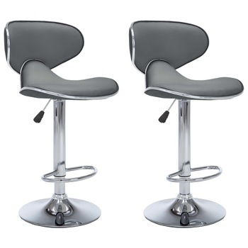 Set de 2 scaune de bar tapitate cu inaltime ajustabila, vidaXL, Piele artificiala, 50 x 46 x (87-108)cm, Gri Set de 2 scaune de bar tapitate cu inaltime ajustabila, vidaXL, Piele artificiala, 50 x 46 x (87-108)cm, Gri