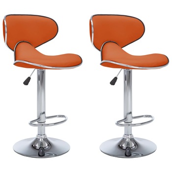 Set de 2 scaune de bar tapitate cu inaltime ajustabila, vidaXL, Piele artificiala, 50 x 46 x (87-108)cm, Portocaliu Set de 2 scaune de bar tapitate cu inaltime ajustabila, vidaXL, Piele artificiala, 50 x 46 x (87-108)cm, Portocaliu