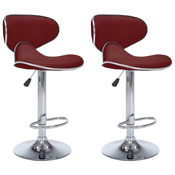 Set de 2 scaune de bar tapitate cu inaltime ajustabila, vidaXL, Piele artificiala, 50 x 46 x (87-108)cm, Grena Set de 2 scaune de bar tapitate cu inaltime ajustabila, vidaXL, Piele artificiala, 50 x 46 x (87-108)cm, Grena
