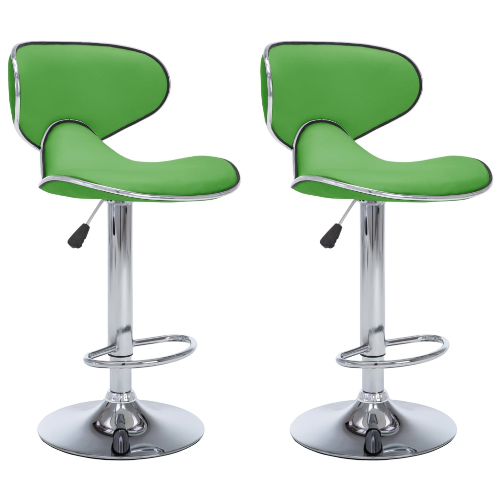 Set de 2 scaune de bar tapitate cu inaltime ajustabila, vidaXL, Piele artificiala, 50 x 46 x (87-108)cm, Verde