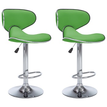 Set de 2 scaune de bar tapitate cu inaltime ajustabila, vidaXL, Piele artificiala, 50 x 46 x (87-108)cm, Verde Set de 2 scaune de bar tapitate cu inaltime ajustabila, vidaXL, Piele artificiala, 50 x 46 x (87-108)cm, Verde
