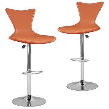 Set de 2 scaune de bar tapitate, vidaXL, Piele artificiala, 41 x 46,5 x (84-106)cm, Portocaliu
