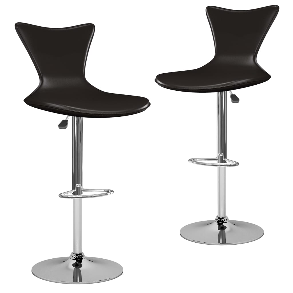 Set de 2 scaune de bar tapitate, vidaXL, Piele artificiala, 41 x 46,5 x (84-106)cm, Maro