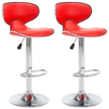 Set de 2 scaune de bar tapitate cu inaltime ajustabila, vidaXL, Piele artificiala, 50 x 46 x (87-108)cm, Rosu Set de 2 scaune de bar tapitate cu inaltime ajustabila, vidaXL, Piele artificiala, 50 x 46 x (87-108)cm, Rosu