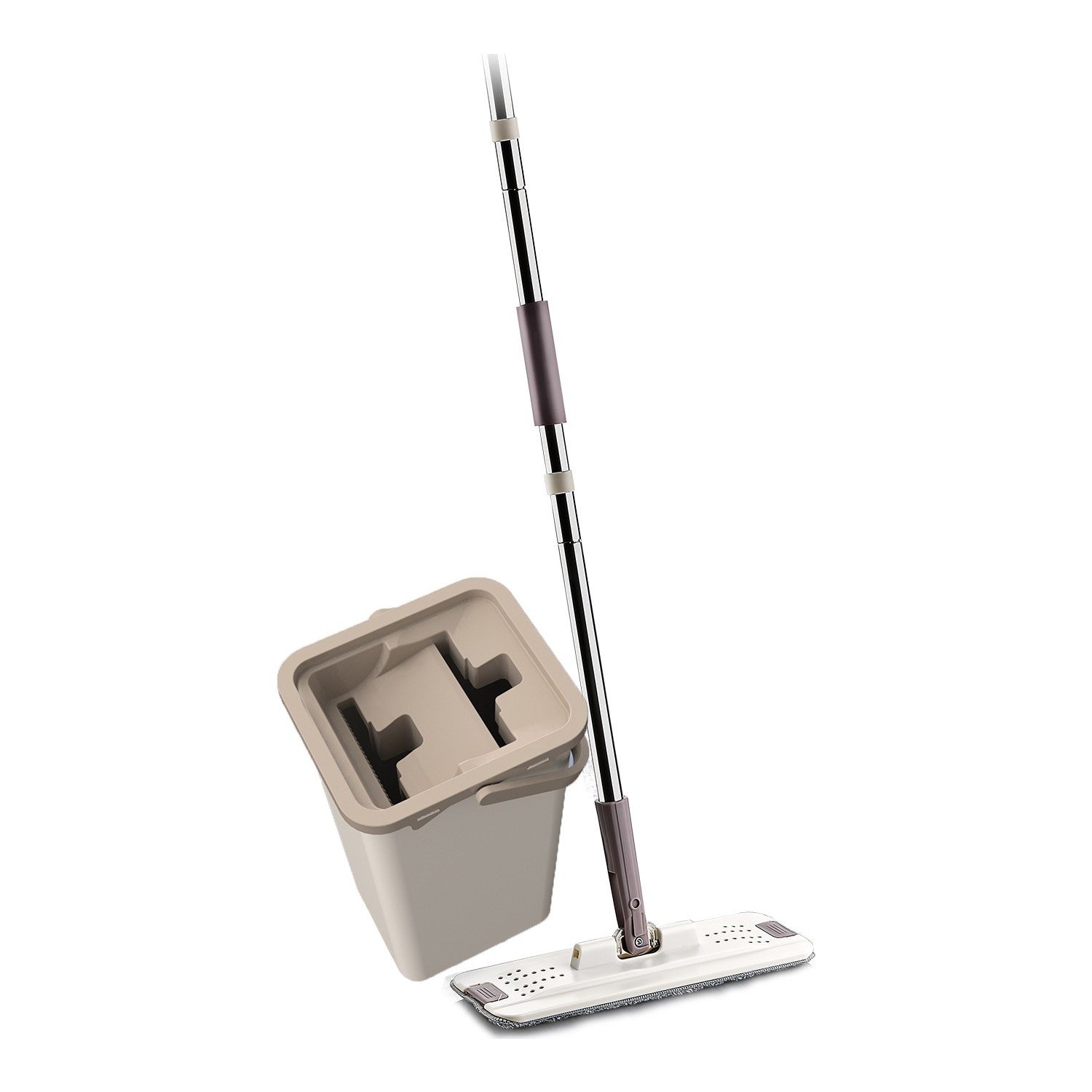 Set galeta cu storcator si mop plat, 3 lavete incluse, capacitate 7 l