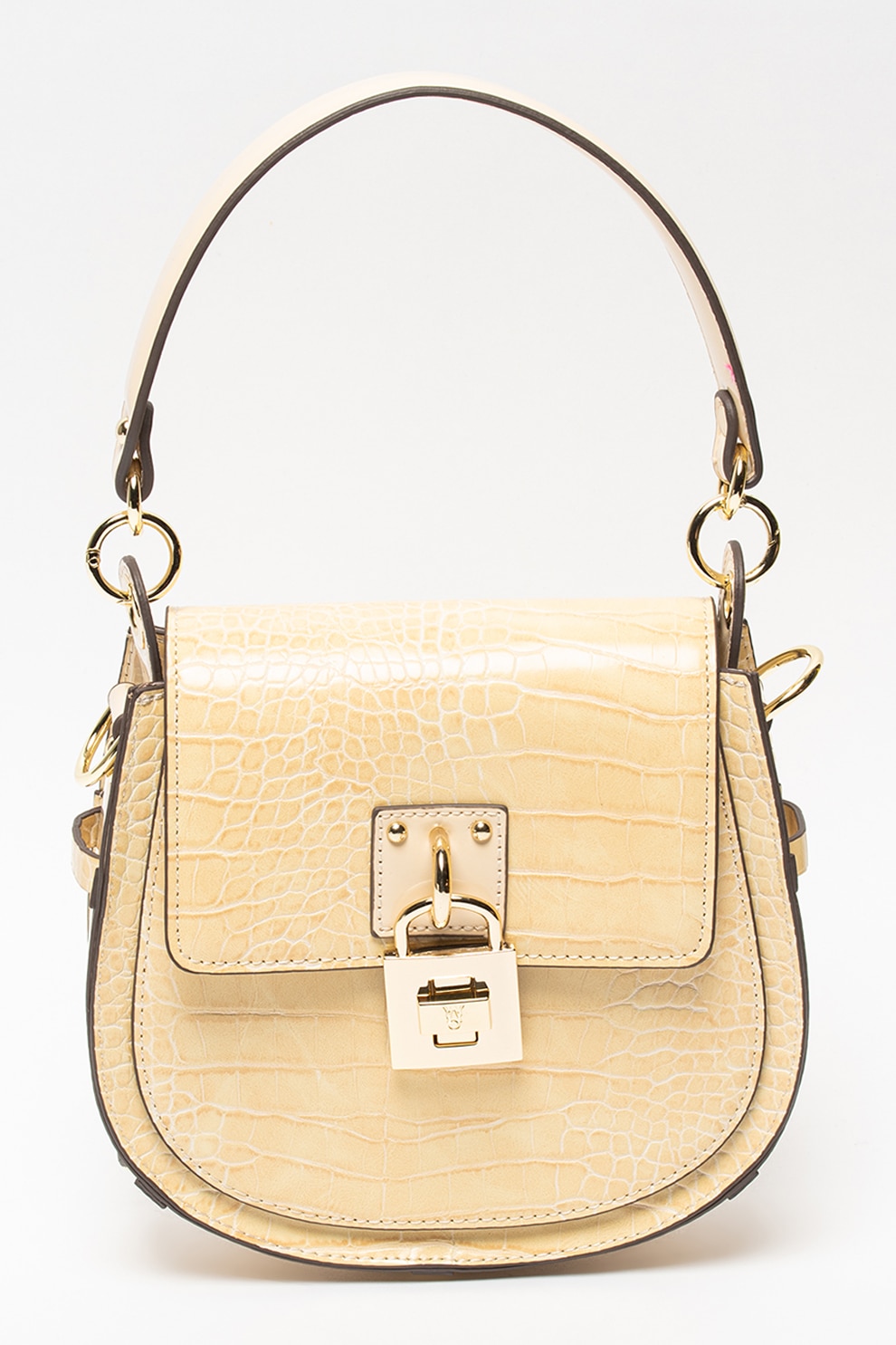 Steve Madden, Geanta de piele ecologica cu lacat Amalia, Bej deschis