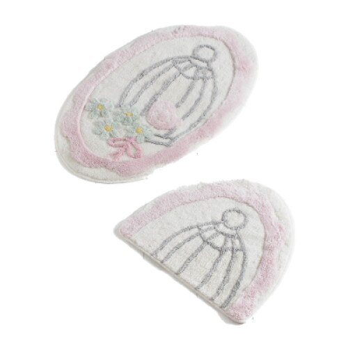 Set 2 covorase baie 60x100cm, 50x60 cm, Alessia Home, Sweet Bird - Pink