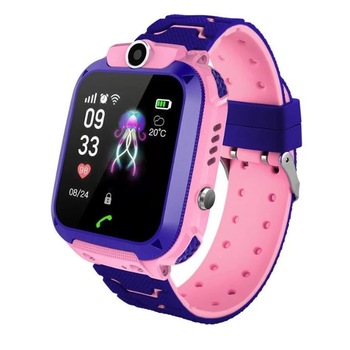 Smartwatch pentru copii Q12, Localizator GPS, Cartela SIM, Roz Smartwatch pentru copii Q12, Localizator GPS, Cartela SIM, Roz