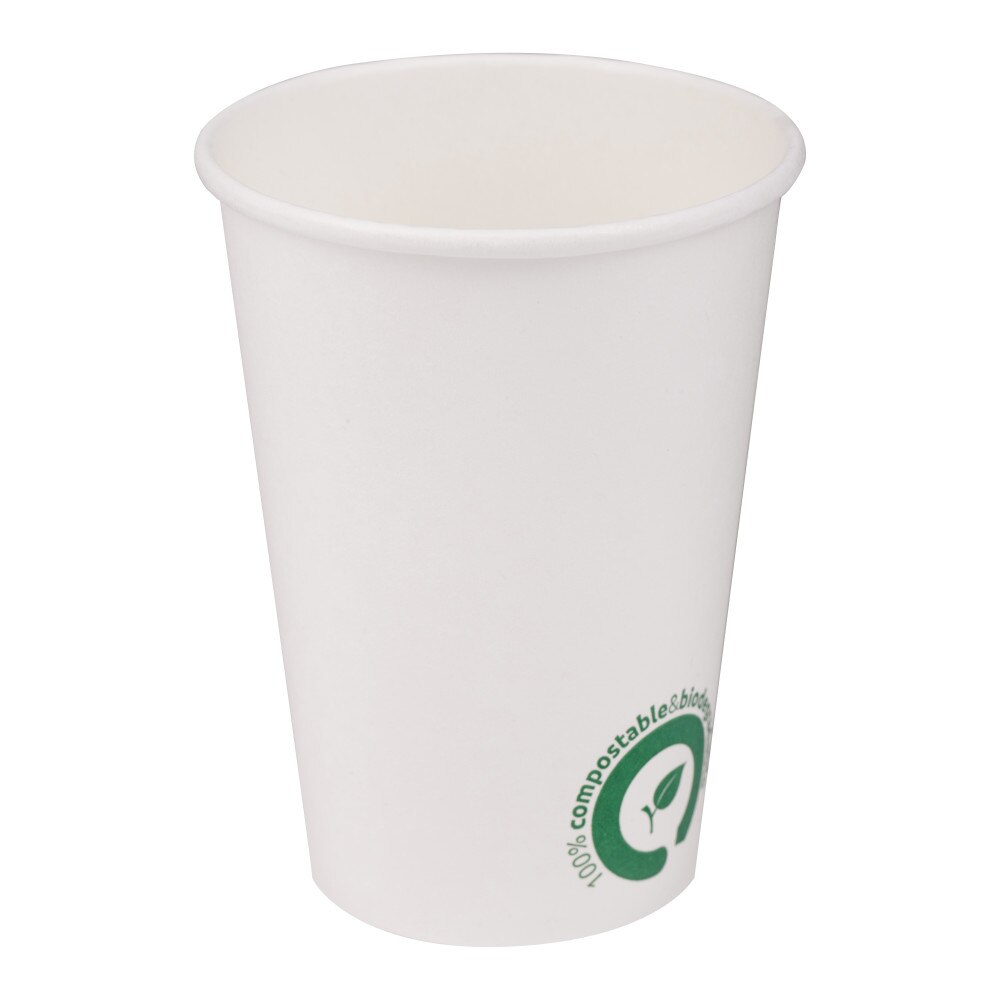 Pahare Albe Biodeck Unica Folosinta 480ml, 100% Biodegradabile si Compostabile, 50 buc/set, carton si PLA