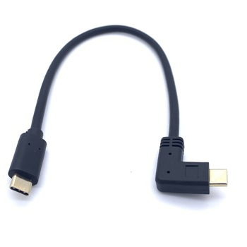 Cablu 10Gbps USB Type C la USB Type C (3A) cu unghi 90 grade stanga/dreapta, 0.3m, Negru, Conectori Auriti Cablu 10Gbps USB Type C la USB Type C (3A) cu unghi 90 grade stanga/dreapta, 0.3m, Negru, Conectori Auriti