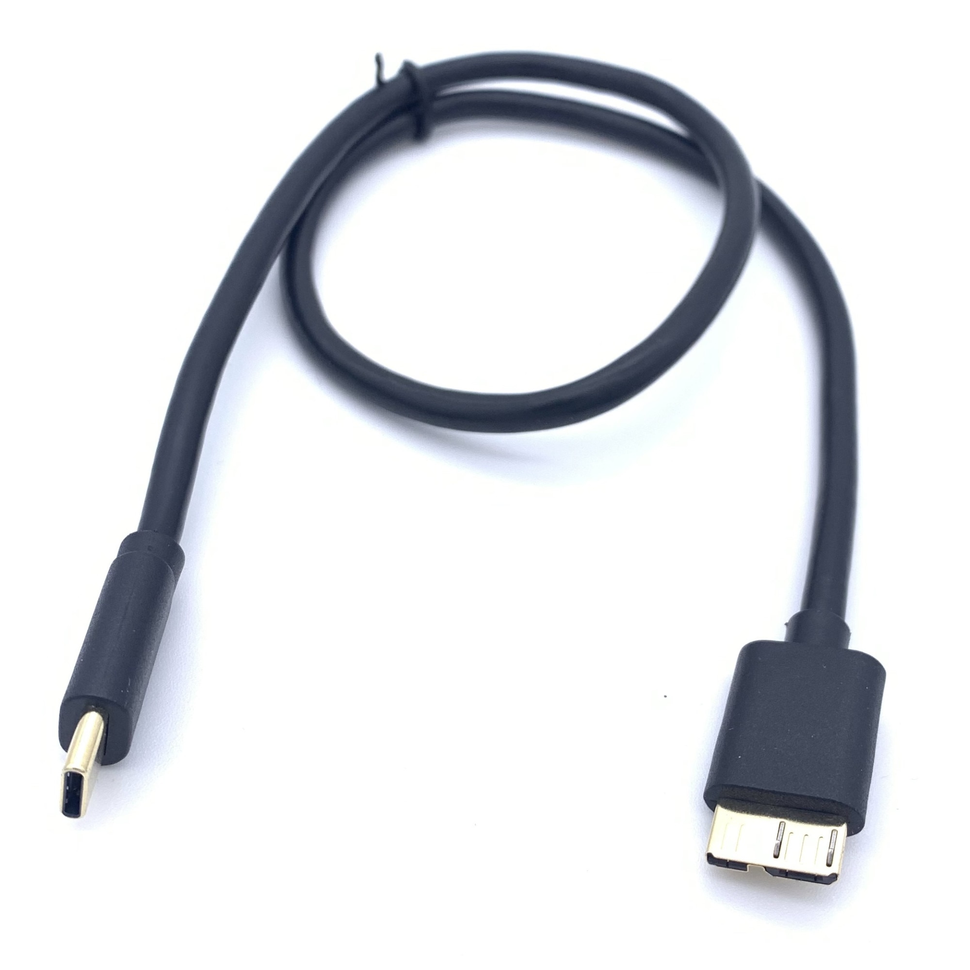 Cablu Adaptor De la USB Type C 3.1 la USB 3.0 Micro B, 0.5m, Negru, Conectori Auriti