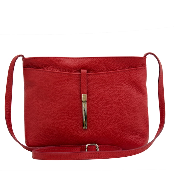 Valódi bőr crossbody táska, Sabina, világospiros