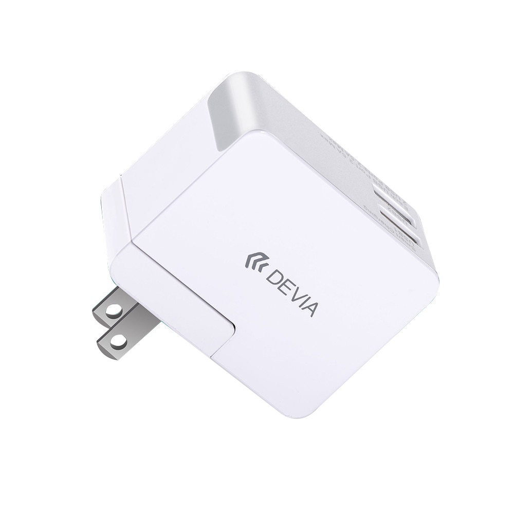 Incarcator retea Devia Travel Kit, 2.5A, Dual USB, (adaptor pentru priza UK, US, AU si EU) Alb