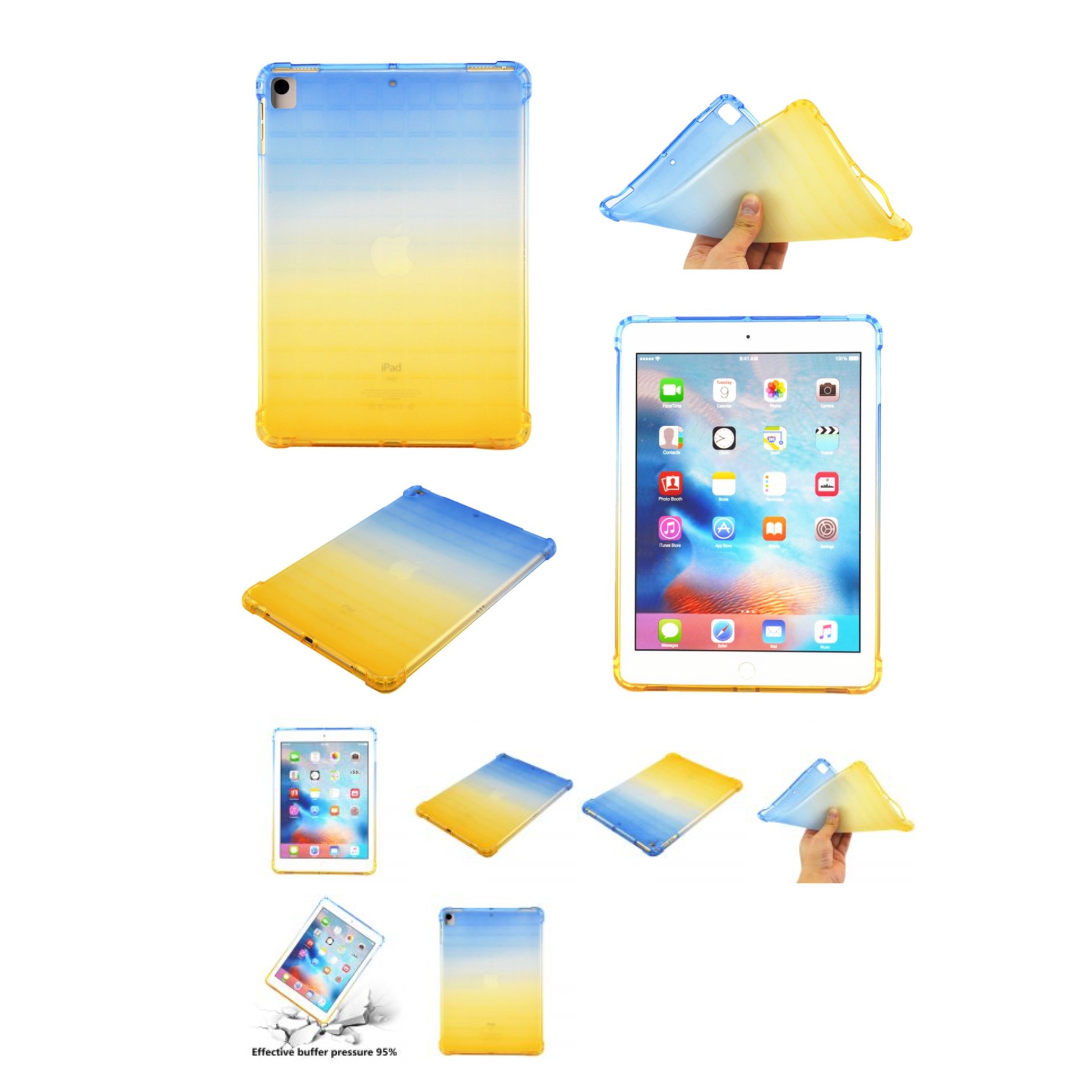 Husa silicon Bibilel high quality pentru Apple iPad 10.2" (2019-2020), Galben-Albastru, BBL2100