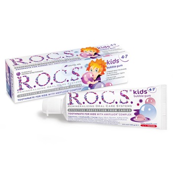 Pasta de dinti R.O.C.S. Kids Bubble gum, 45gr Pasta de dinti R.O.C.S. Kids Bubble gum, 45gr